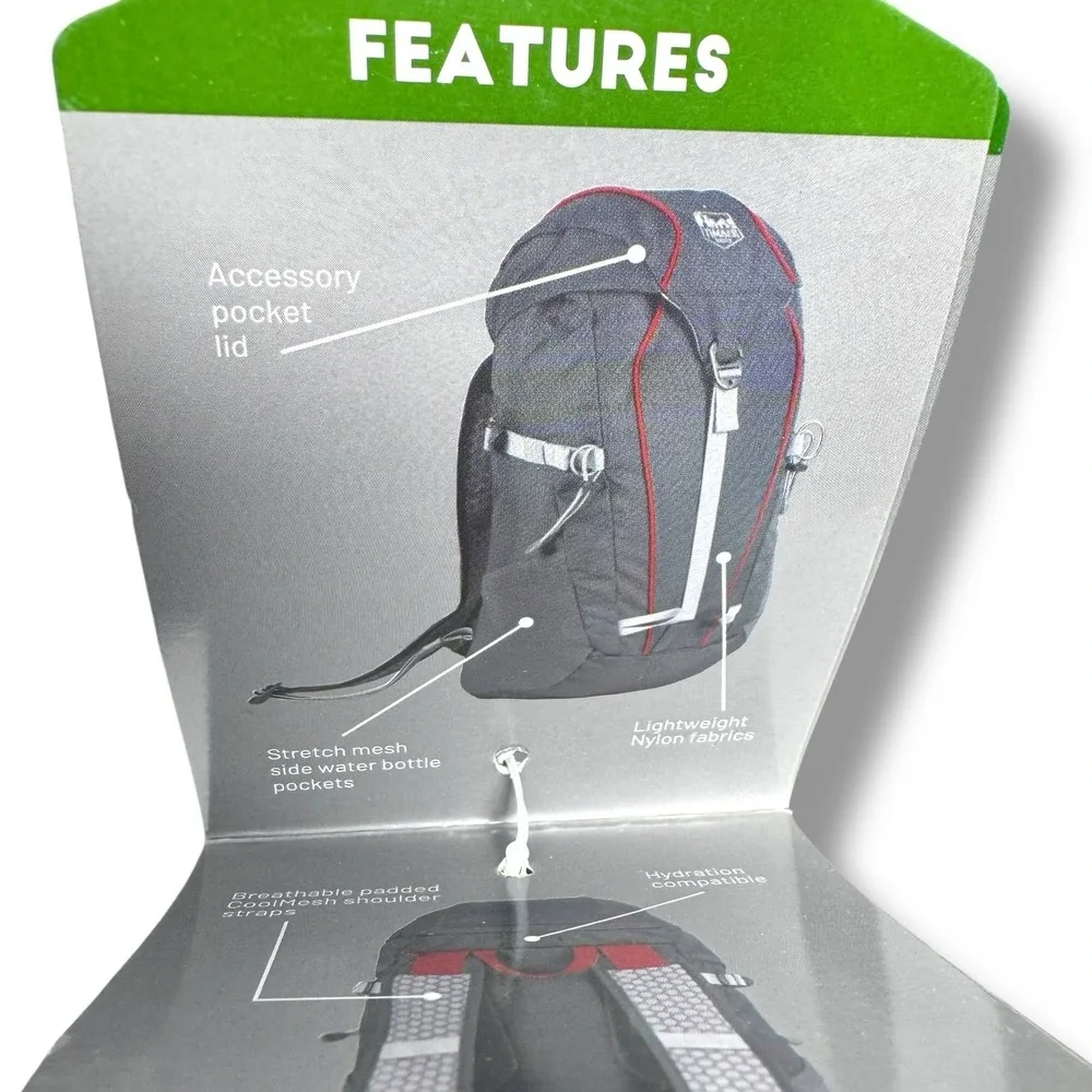 Timber Ridge Bendeleben 15L Backpack Gray Red Lightweight Hiking Day Pack - NEW‎